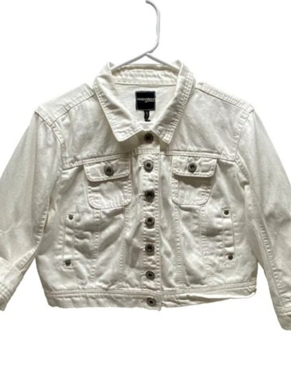 Highway Jeans Y2K Jacket Women's/Juniors XL White Cropped Vintage Buttons‎ Denim